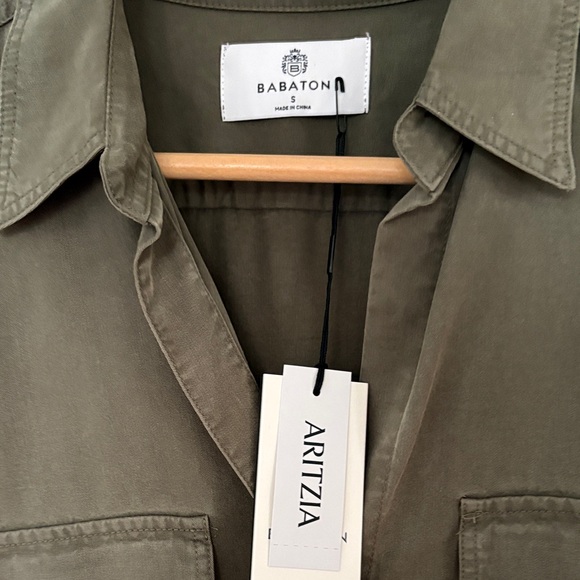 Aritzia Olive Green Button-Up Blouse - Picture 2 of 6